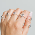 Pear Rose Quartz Silver Ring - Crystal Quartz Ring
