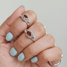 Oval Garnet Sterling Silver Heart Ring - Red Gemstone Ring