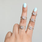 Round Rose Quartz Ring, Twisted Silver Ring