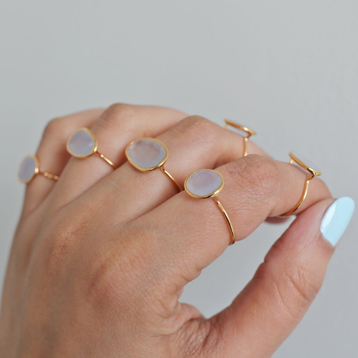 Lavender Chalcedony & Gold Vermeil Ring, Delicate Rings