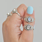 Oval Moonstone Ring in Sterling Silver