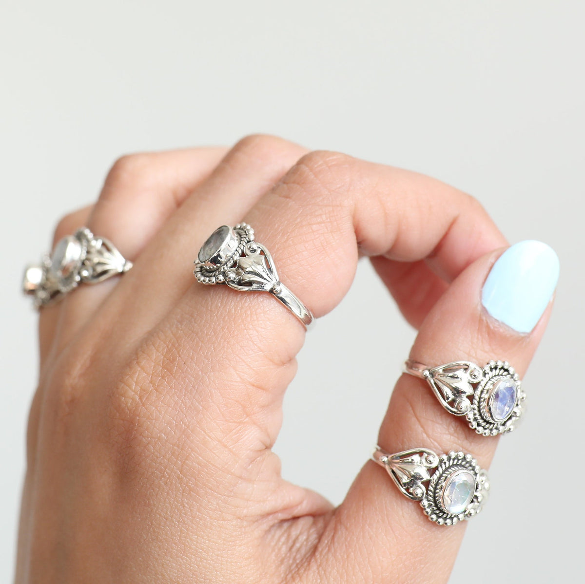 Oval Moonstone Ring in Sterling Silver