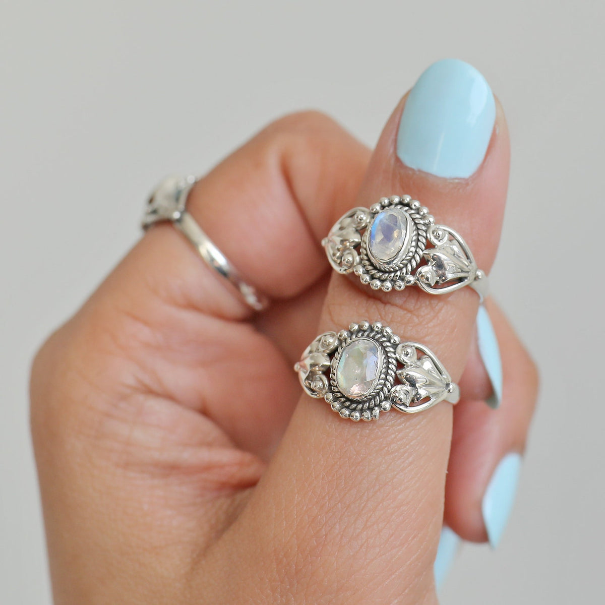 Oval Moonstone Ring in Sterling Silver