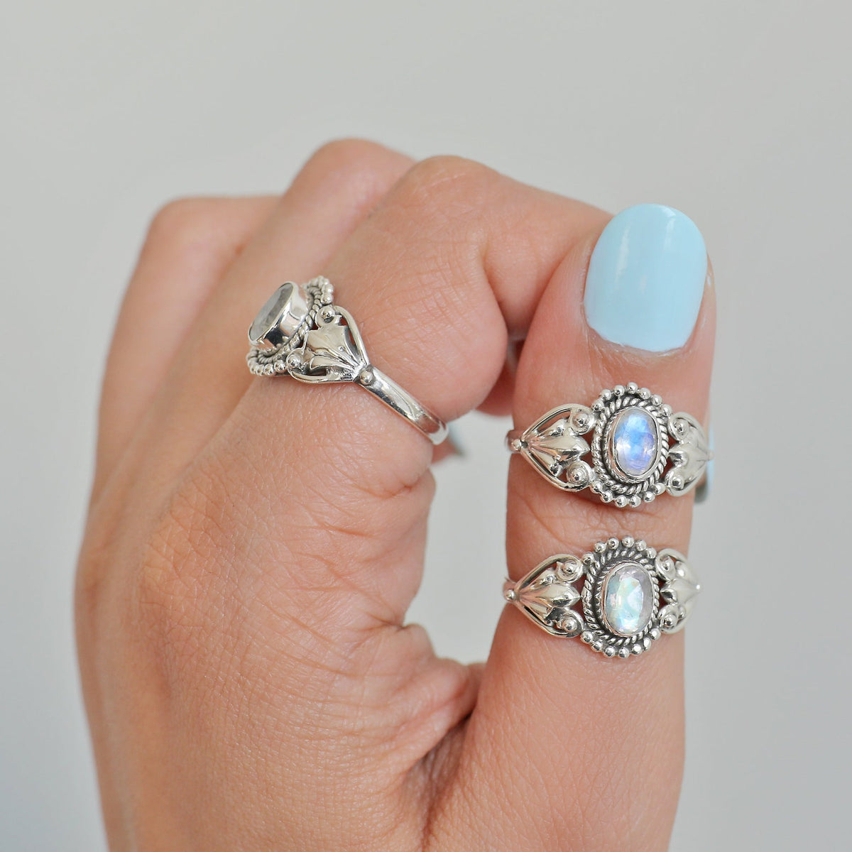 Oval Moonstone Ring in Sterling Silver
