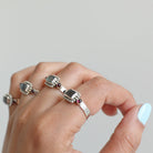 Natural Labradorite & Raspberry Garnet Sterling Silver Boho Ring