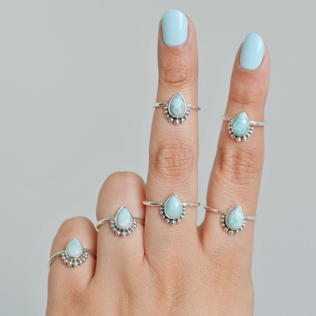 Larimar Cabochon Sterling Silver Ring, Larimar Jewelry