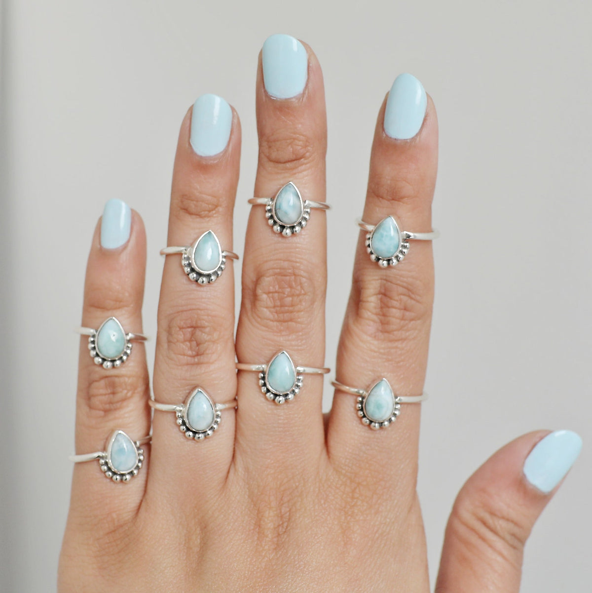 Larimar Cabochon Sterling Silver Ring, Larimar Jewelry