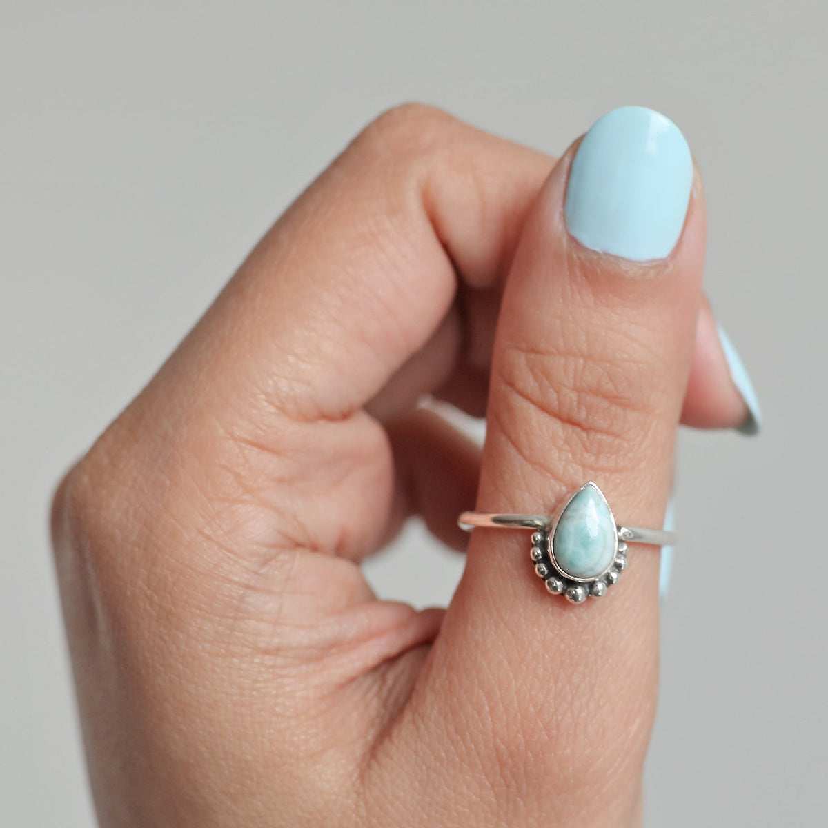 Larimar Cabochon Sterling Silver Ring, Larimar Jewelry