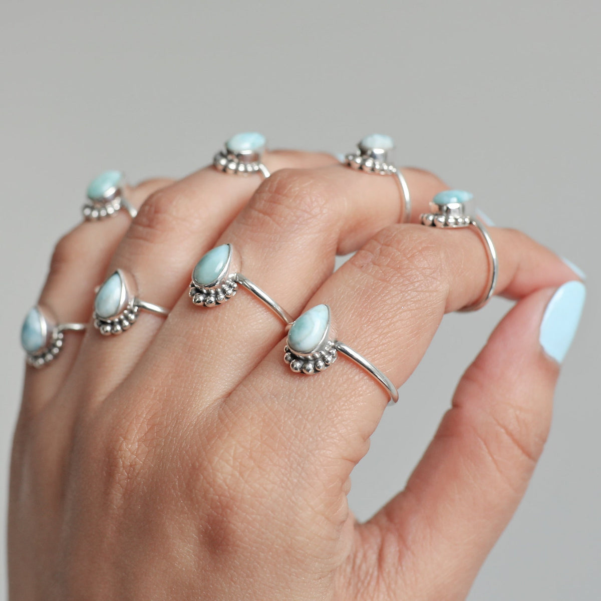 Larimar Cabochon Sterling Silver Ring, Larimar Jewelry