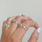 Oval Moonstone Silver Heart Ring - Faceted Stone Ring