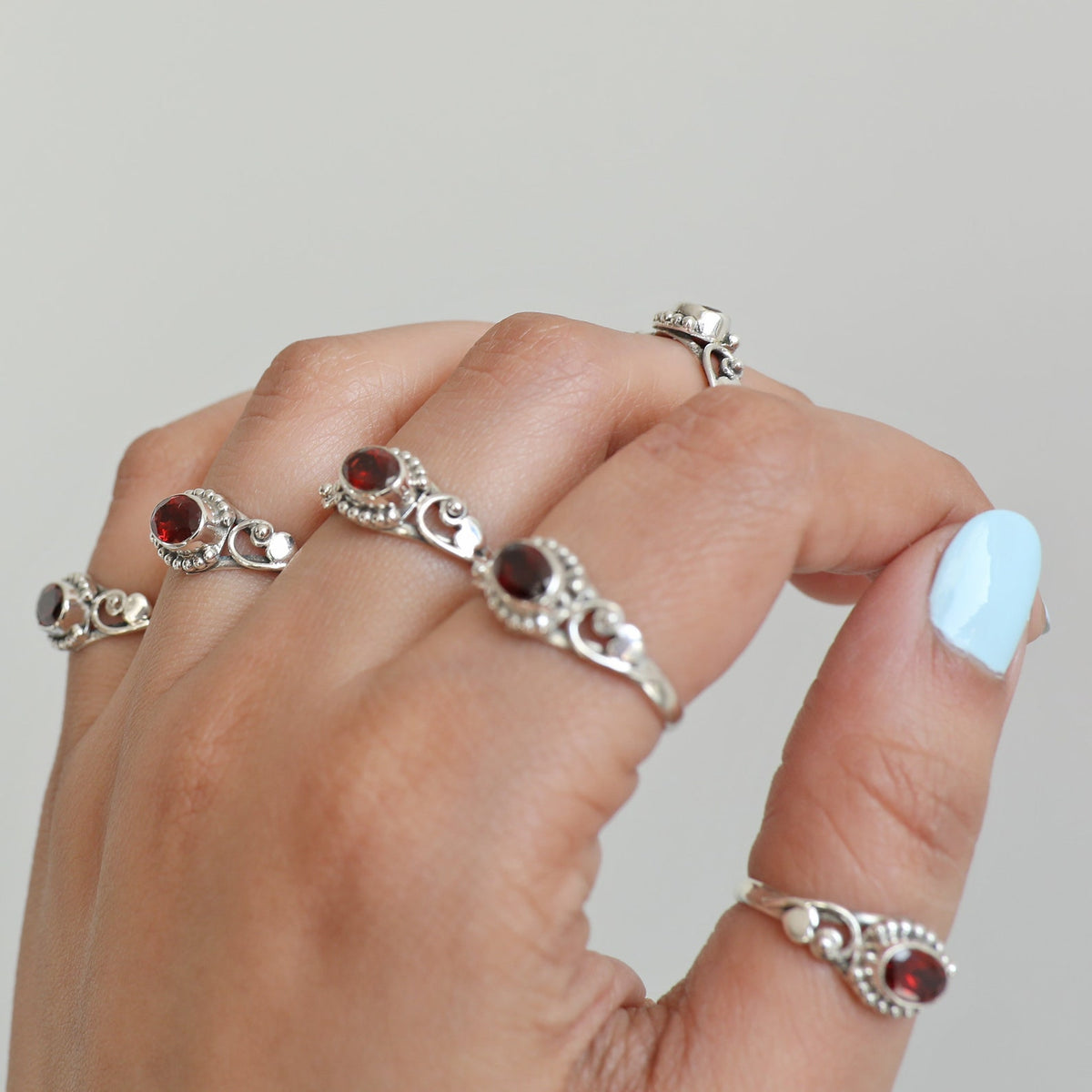 Oval Garnet Sterling Silver Heart Ring - Red Gemstone Ring