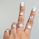 Rose Cut Moonstone Ring - Sterling Silver Ring