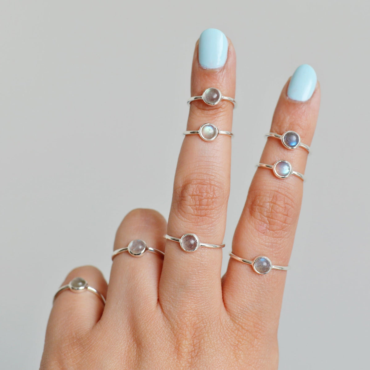 Tiny Labradorite Ring, Everyday Stack Ring