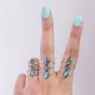 Three Stone Labradorite Sterling Silver Ring, Statement Rings