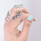 Three Stone Labradorite Sterling Silver Ring, Statement Rings