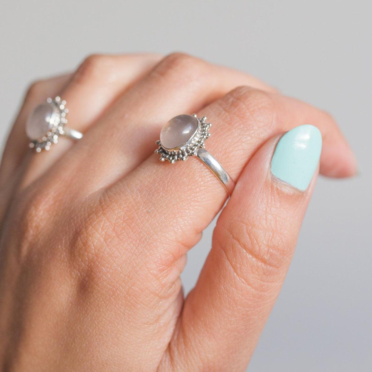 Oval Rose Quartz Ring, Blush Pink Quartz Ring