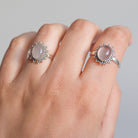 Oval Rose Quartz Ring, Blush Pink Quartz Ring