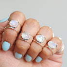 Rose Cut Moonstone Ring - Sterling Silver Ring