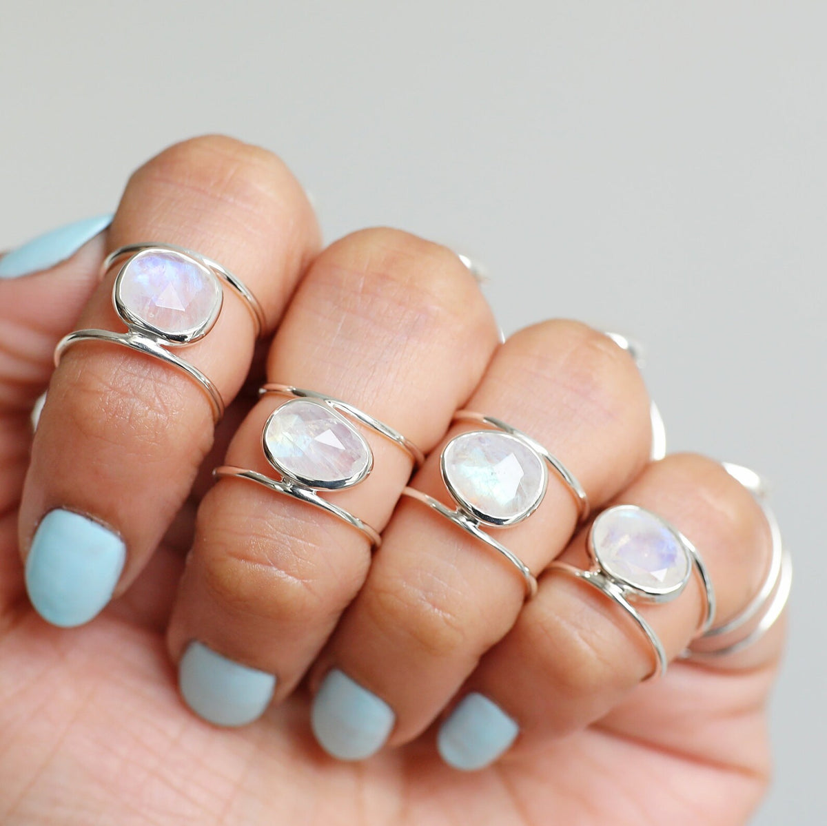 Rose Cut Moonstone Ring - Sterling Silver Ring