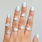 Rose Cut Moonstone Ring - Sterling Silver Ring