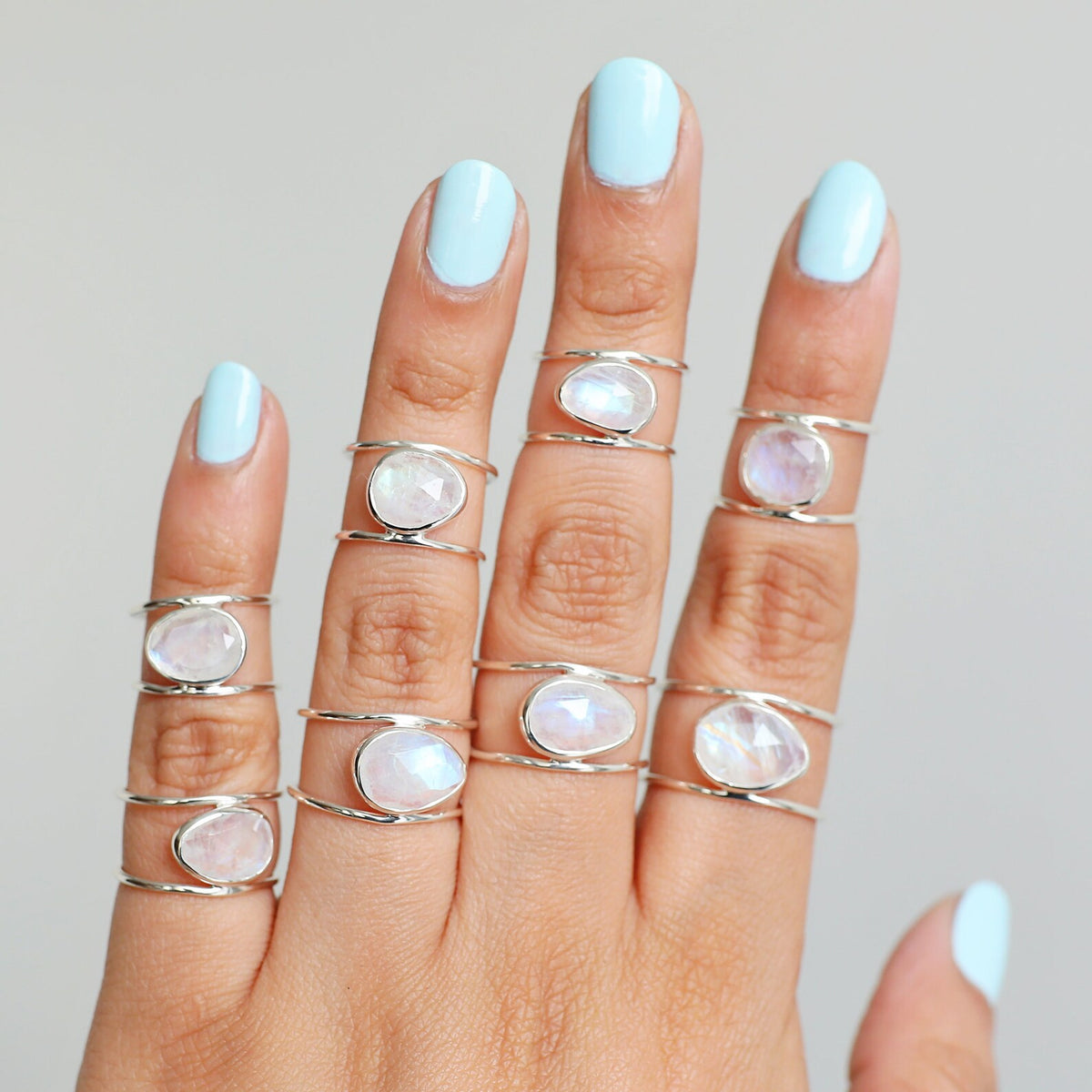 Rose Cut Moonstone Ring - Sterling Silver Ring