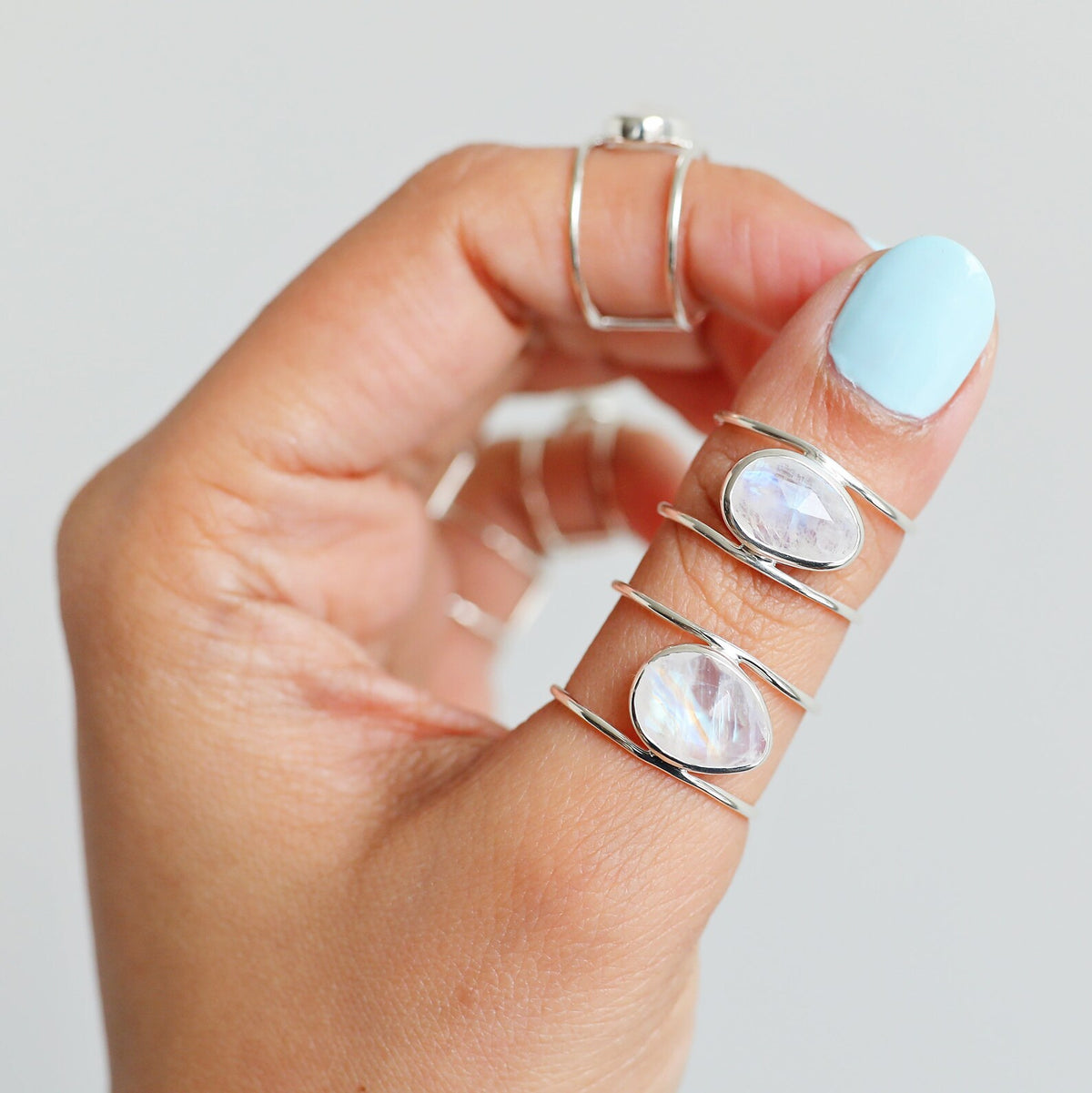 Rose Cut Moonstone Ring - Sterling Silver Ring