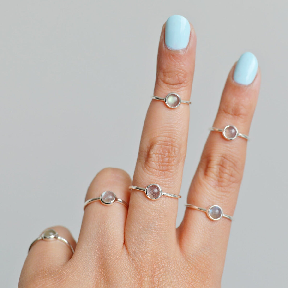 Tiny Labradorite Ring, Everyday Stack Ring