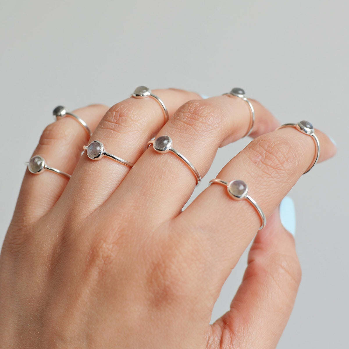 Tiny Labradorite Ring, Everyday Stack Ring