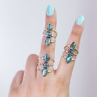 Three Stone Labradorite Sterling Silver Ring, Statement Rings