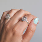 Oval Rose Quartz Ring, Blush Pink Quartz Ring