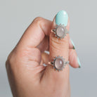 Oval Rose Quartz Ring, Blush Pink Quartz Ring