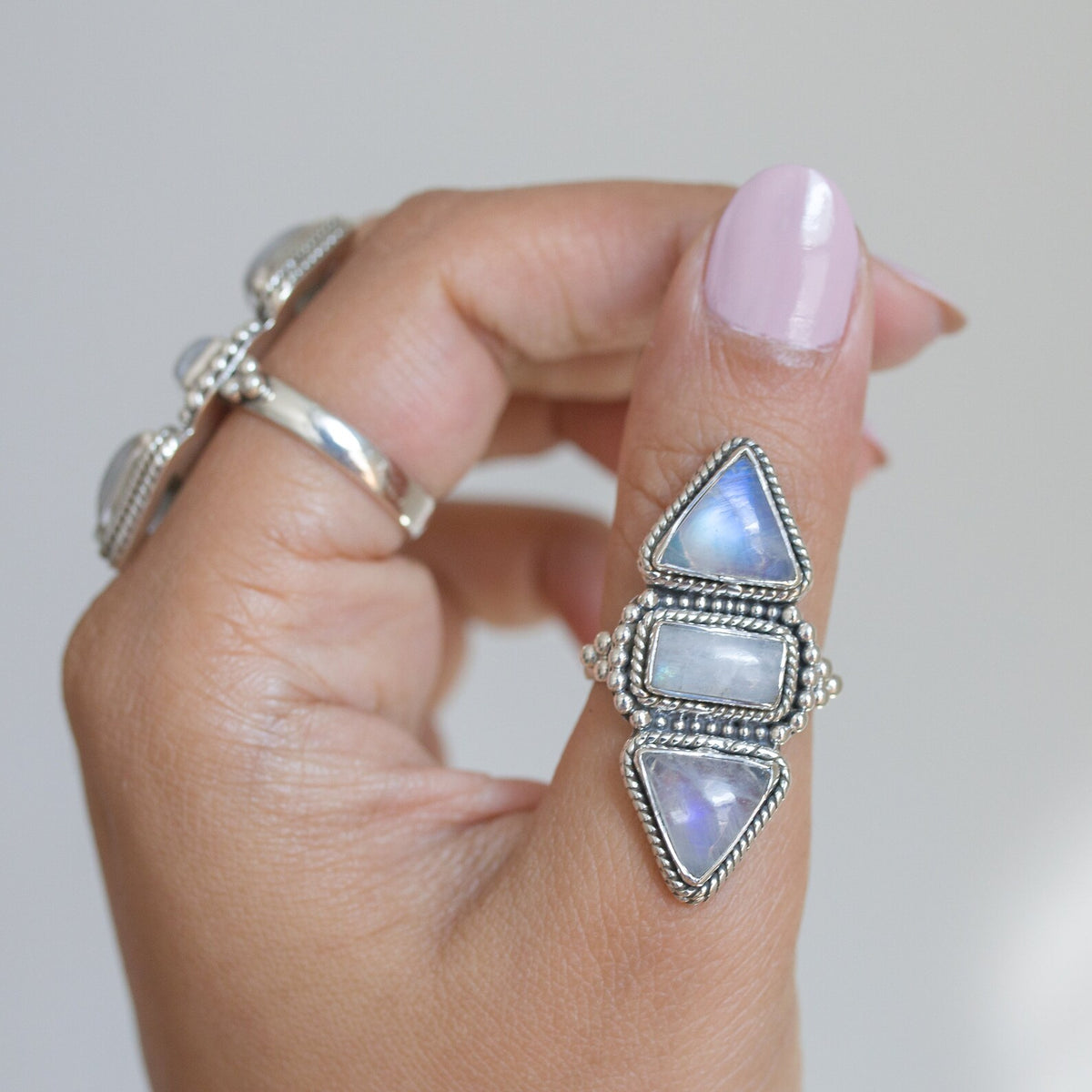 Rainbow Moonstone Ring - Wanderlust Jewelry