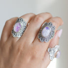 Pink Moonstone Ring, Moonstone Crystal Ring