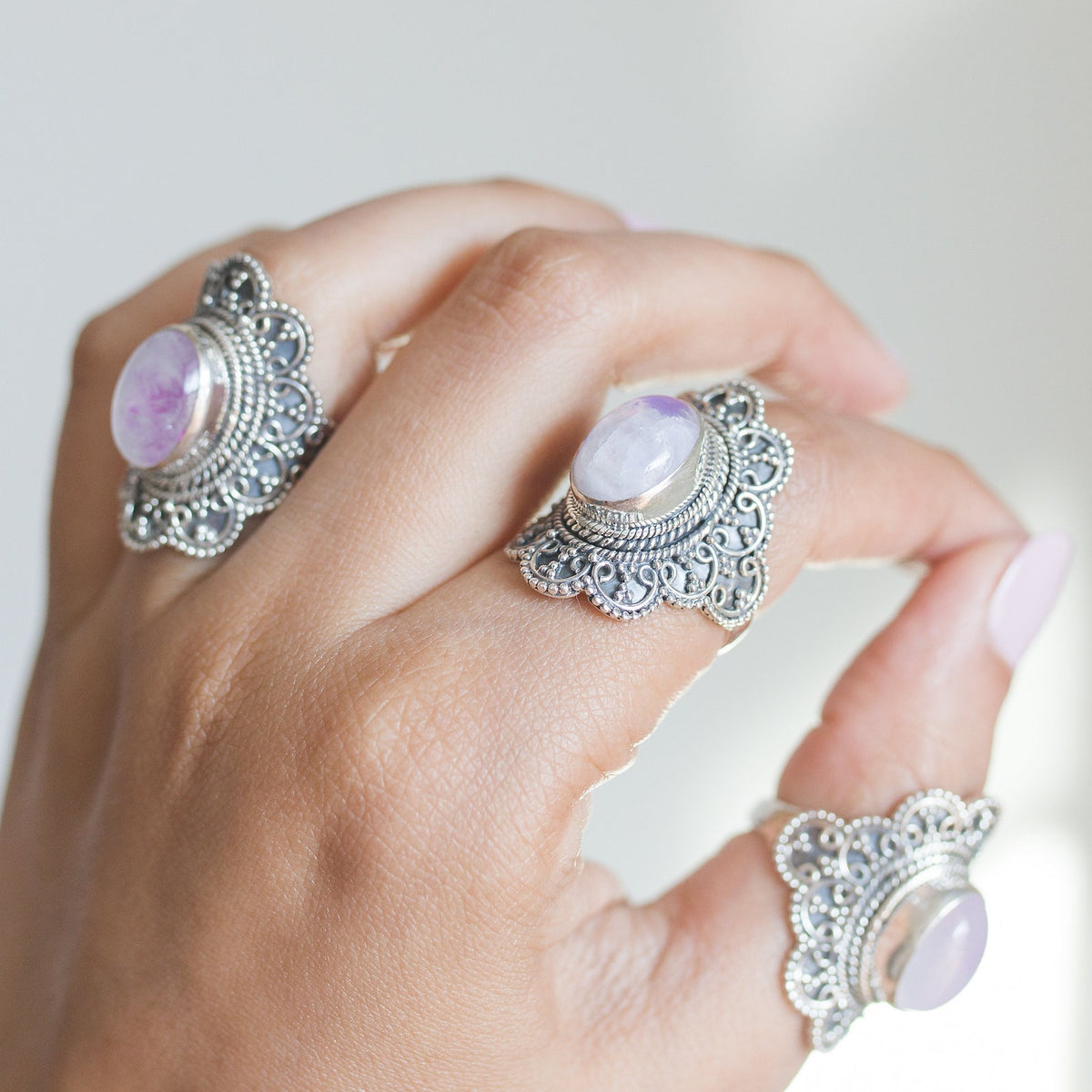 Pink Moonstone Ring, Moonstone Crystal Ring