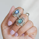 Oval Labradorite Bohemian Silver Ring - Dark Souls Ring