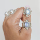Blue Moonstone Bohemian Silver Ring - Wanderlust Jewelry