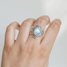 Blue Moonstone Bohemian Silver Ring - Wanderlust Jewelry
