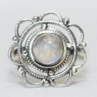 Round Moonstone Mandala Ring, Meditation Rings