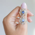 Blue Labradorite Mandala Ring, Meditation Rings