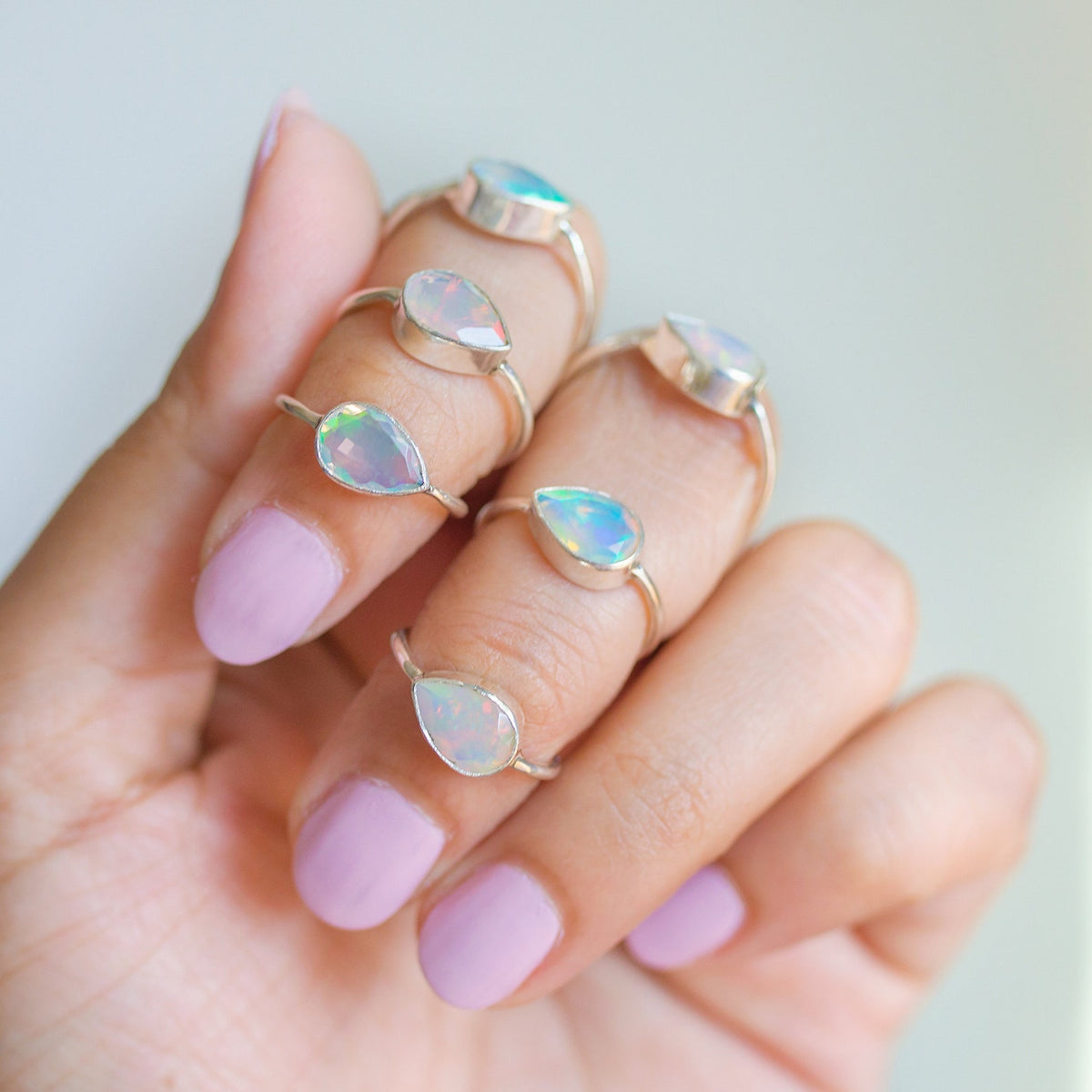 Ethiopian Opal Ring, Pear Opal Birthstone Ring