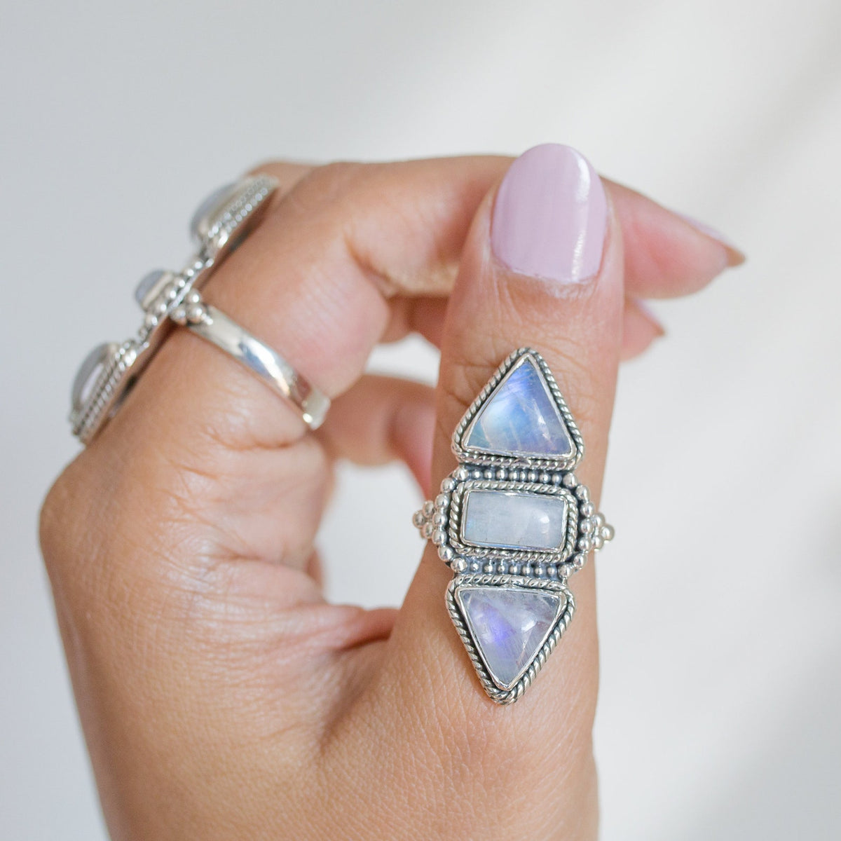 Rainbow Moonstone Ring - Wanderlust Jewelry