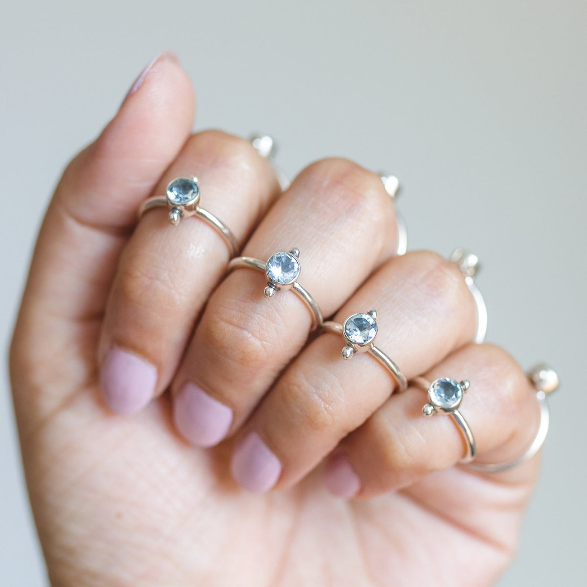 Sky Blue Topaz Ring - Delicate Stone Ring
