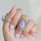 Pink Moonstone Ring, Moonstone Crystal Ring