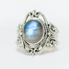 Oval Labradorite Bohemian Silver Ring - Dark Souls Ring