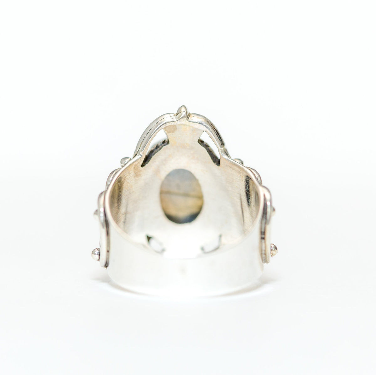 Oval Labradorite Bohemian Silver Ring - Dark Souls Ring
