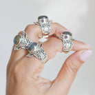 Oval Labradorite Bohemian Silver Ring - Dark Souls Ring