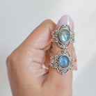 Oval Labradorite Bohemian Silver Ring - Dark Souls Ring