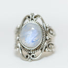 Blue Moonstone Bohemian Silver Ring - Wanderlust Jewelry