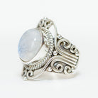 Blue Moonstone Bohemian Silver Ring - Wanderlust Jewelry