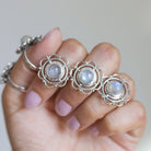 Round Moonstone Mandala Ring, Meditation Rings